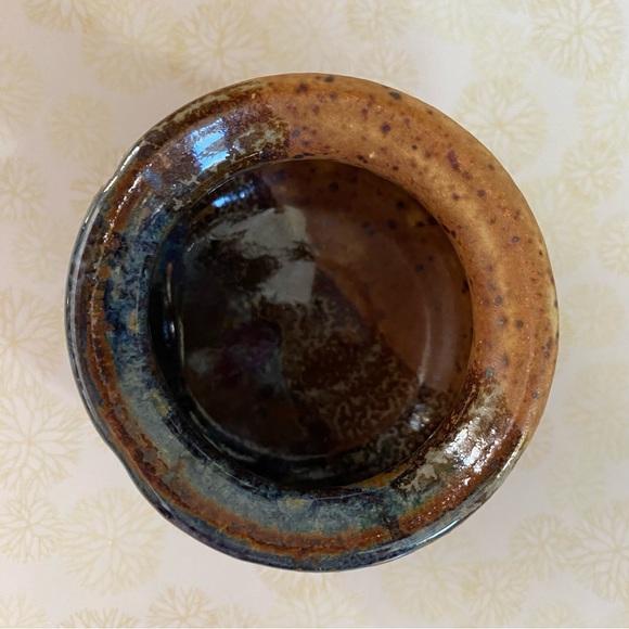 Vintage Pottery Mug & Pottery Tealight candle holder drip glaze handmade - Picture 11 of 12